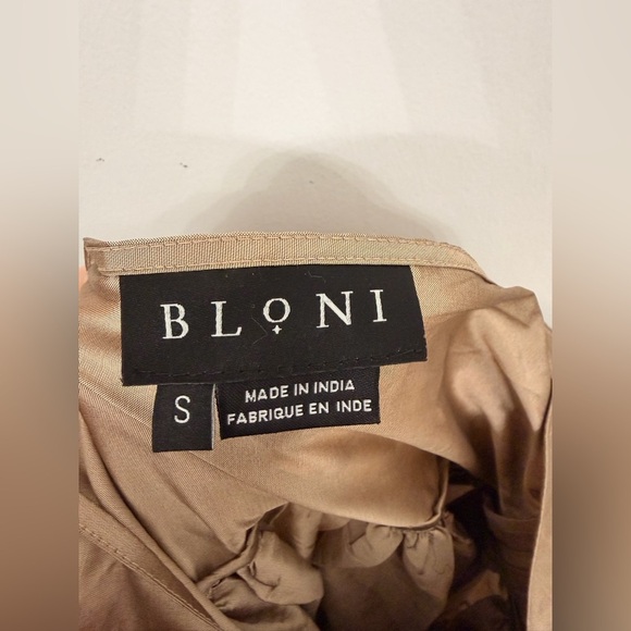 Bloni x Anthropologie Champagne Bronze Tiered V Neck Maxi Dress Size Small - Picture 8 of 9